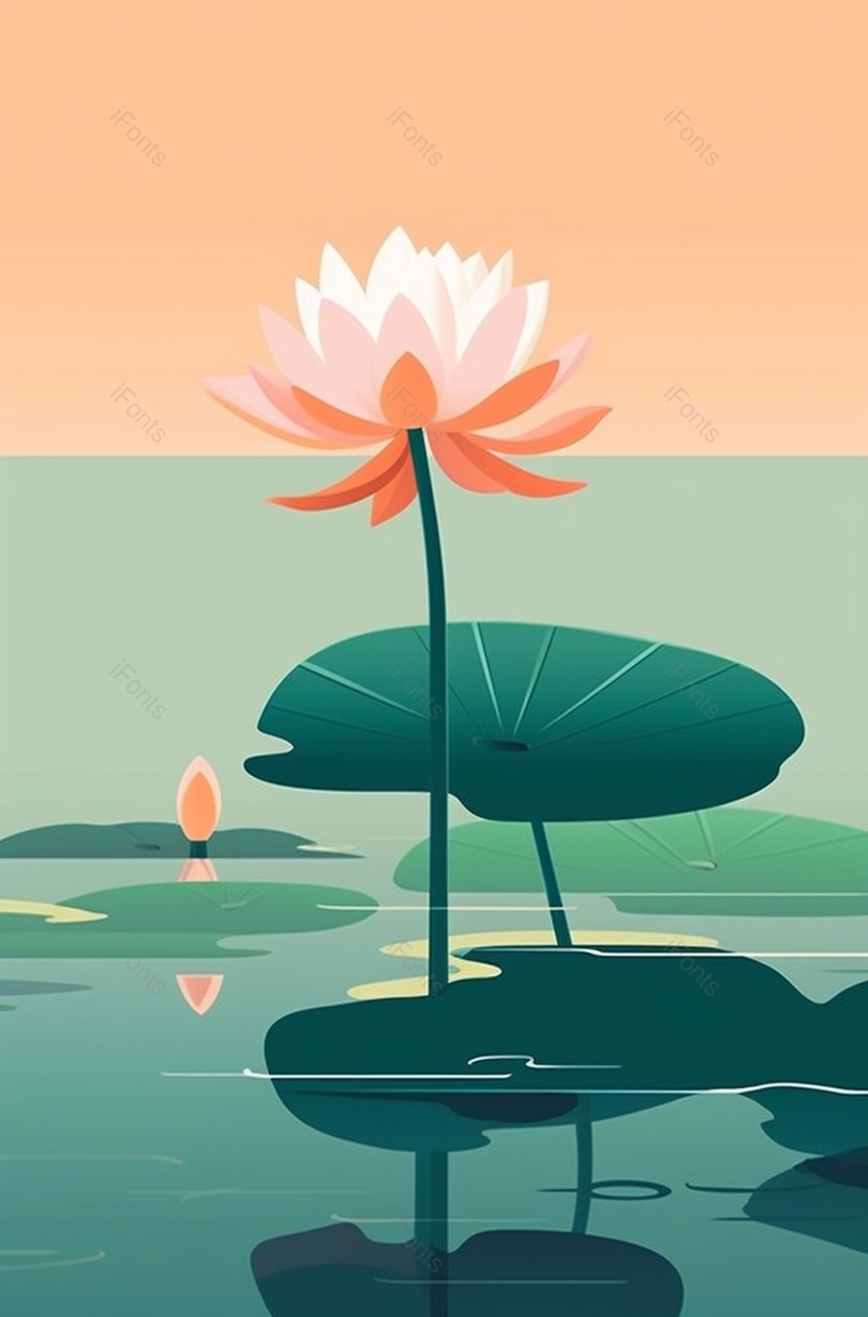 荷花在池塘里绽放中国风工笔画海报背景插画,插画/手绘图,插画/手绘图库,插画/手绘图下载,插画/手绘